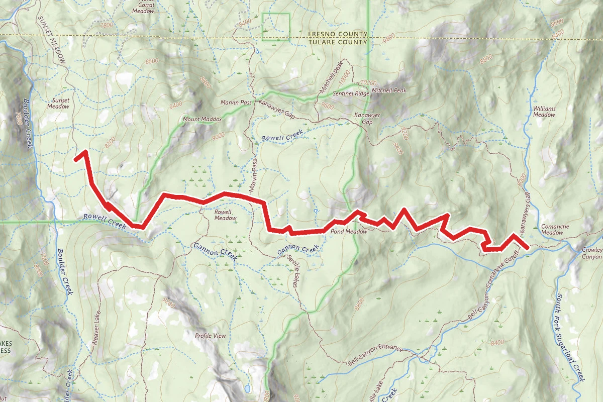 Rowell Trailhead to Comanche Meadows