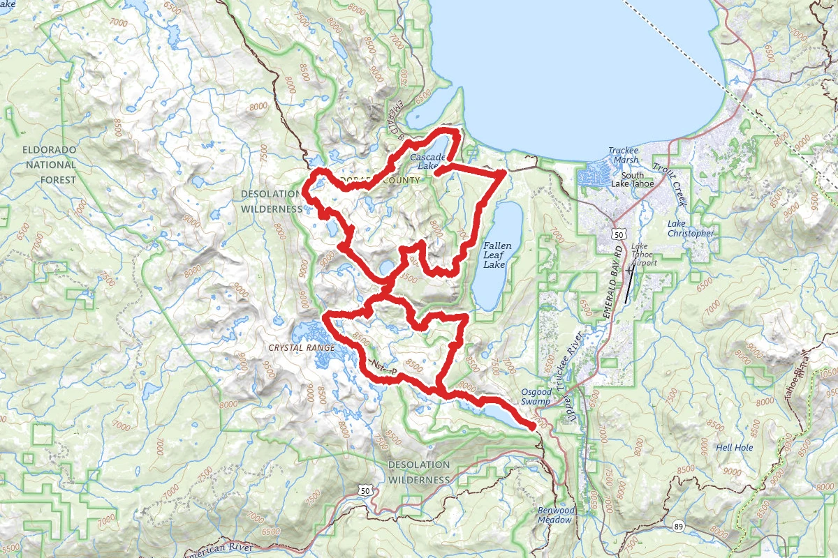 Echo Lake to Emerald Bay via PCT and Mount Tallac Loop