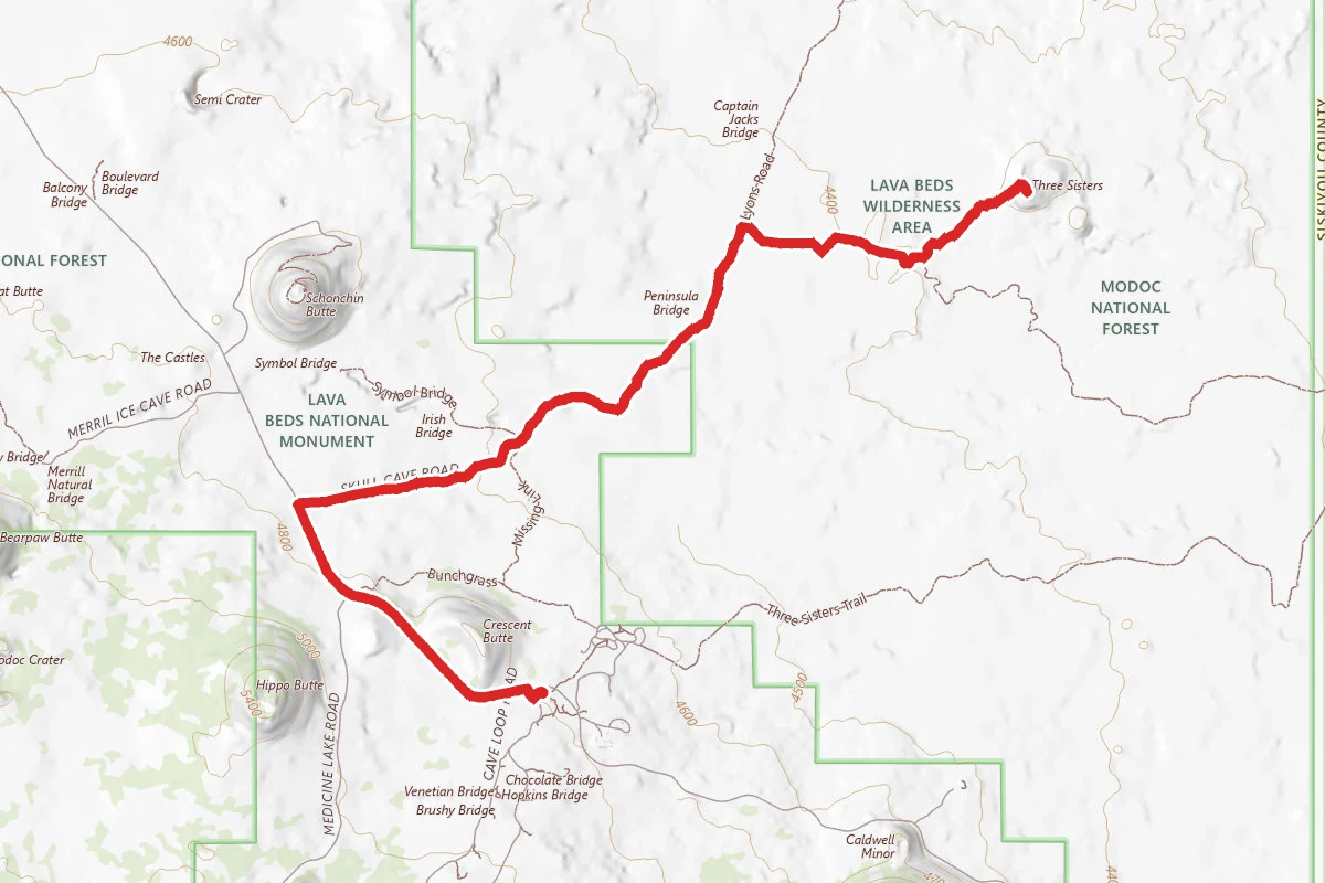 Hill Road, Lyons Trail, and Three Sisters