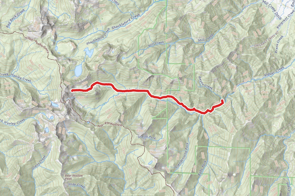 Kidder Creek Trailhead to Pacific Crest Trail
