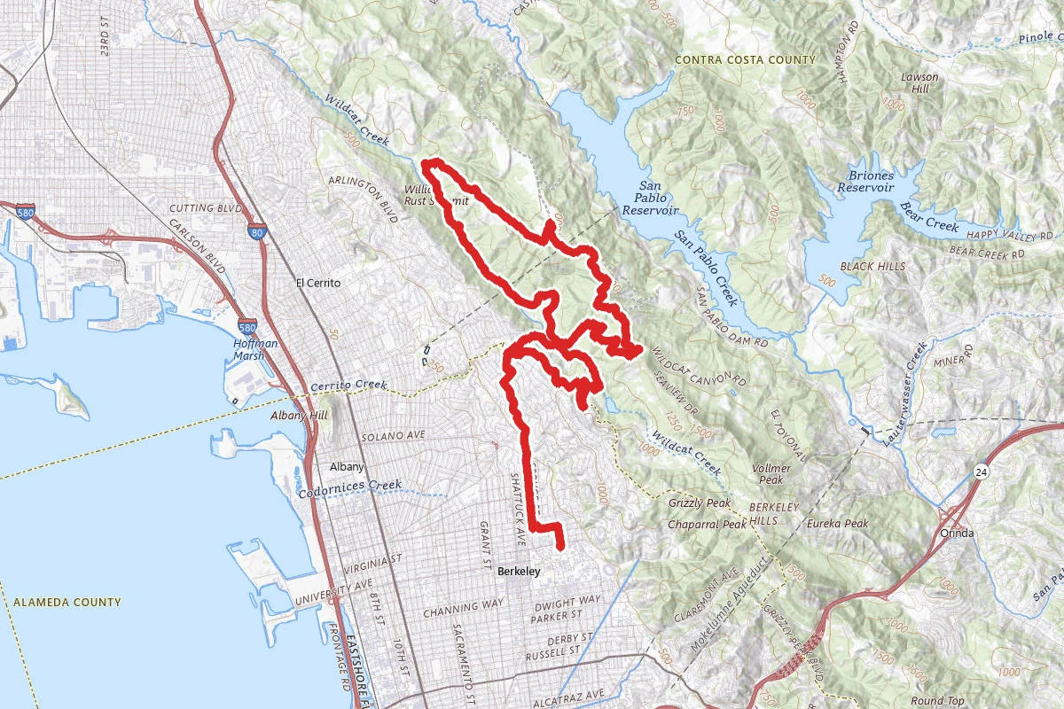 Tilden and Wildcat Peak Cycling Loop