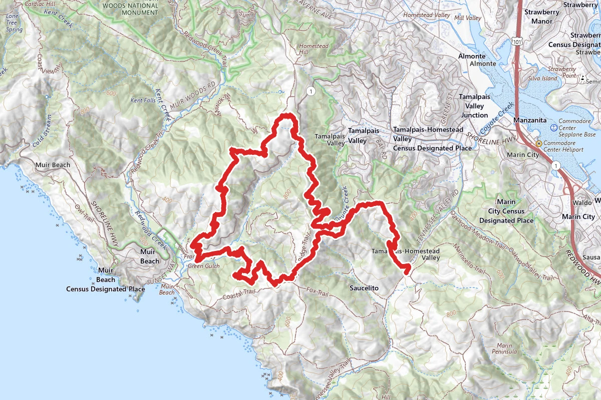 Miwok to Dias Ridge to Middle Green Gulch Loop