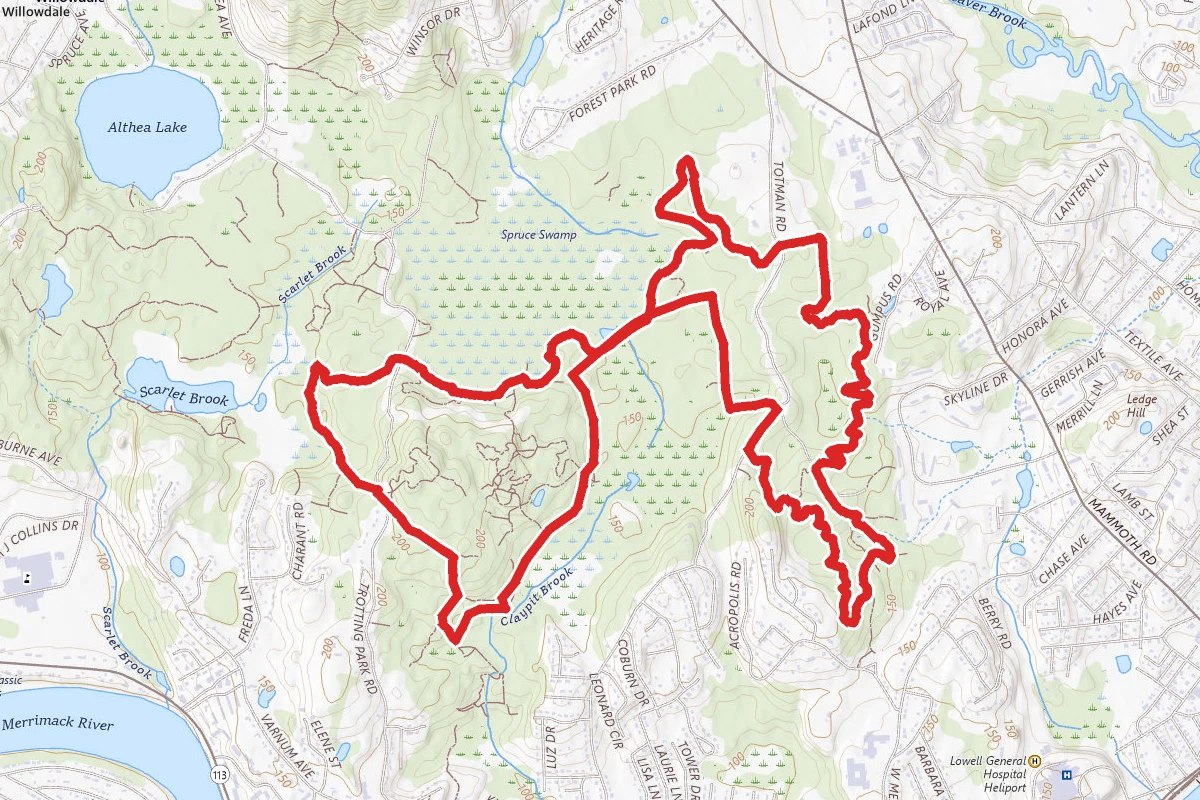 Lowell-Dracut Connector, Bob's Bypass, Upper Valley, and Claypit Brook Trail
