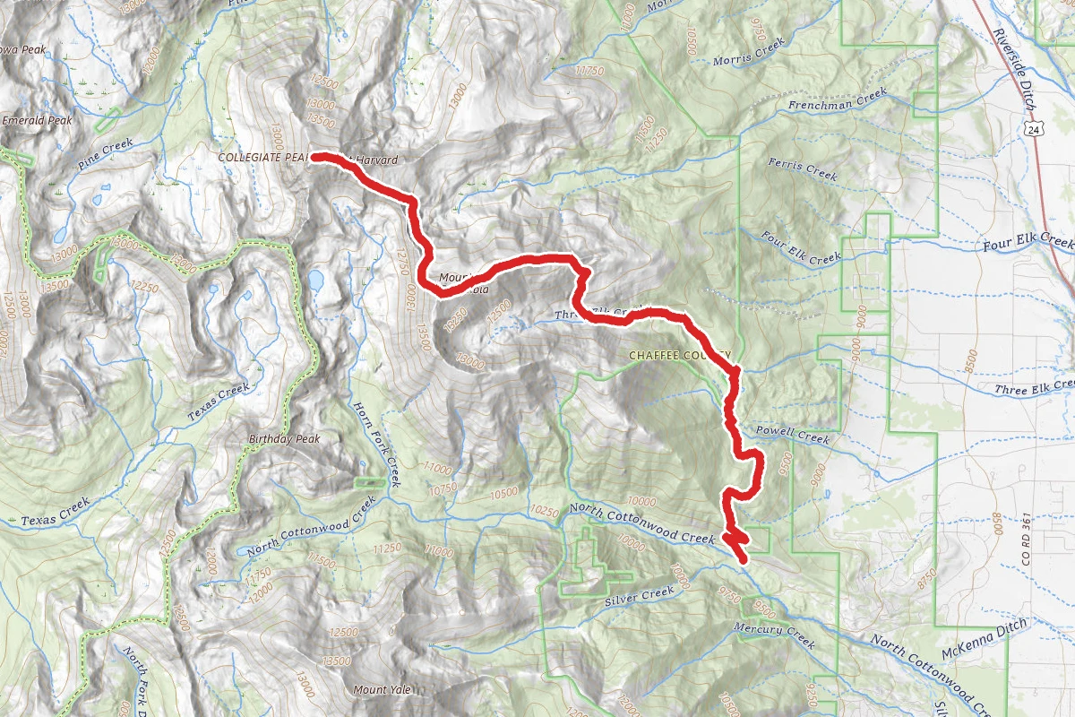 Harvard Lakes, Mount Columbia, Mount Harvard