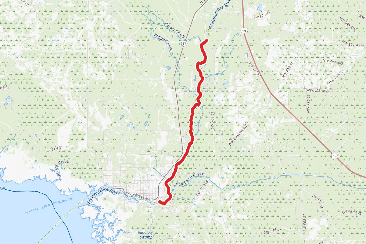 Steinhatchee River Paddle Route