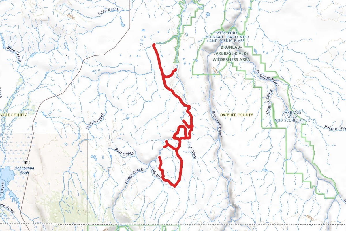 Sheep Creek Homesteads OHV Trail route map