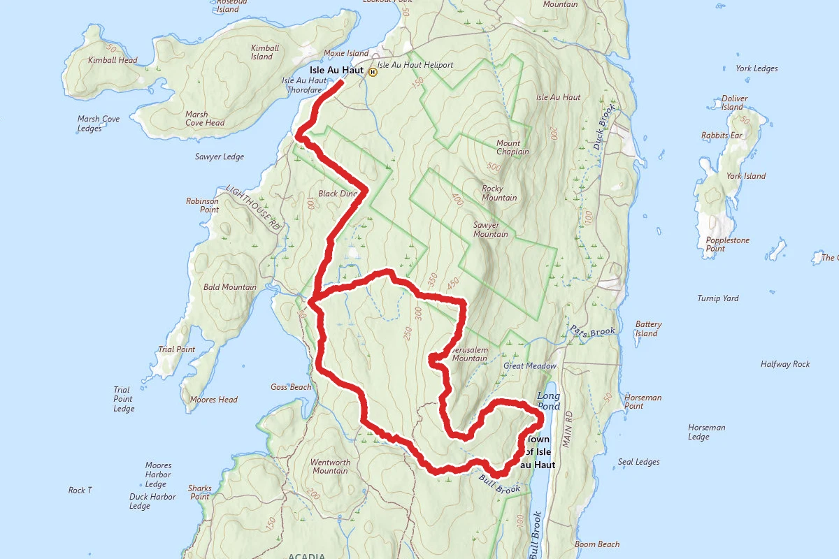 Bowditch and Long Pond Trails via Duck Harbor Trail