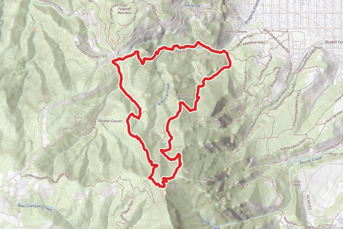 Green Mountain via Gregory Canyon, Ranger, E.M. Greenman, Saddle Rock and Amphitheater Loop
