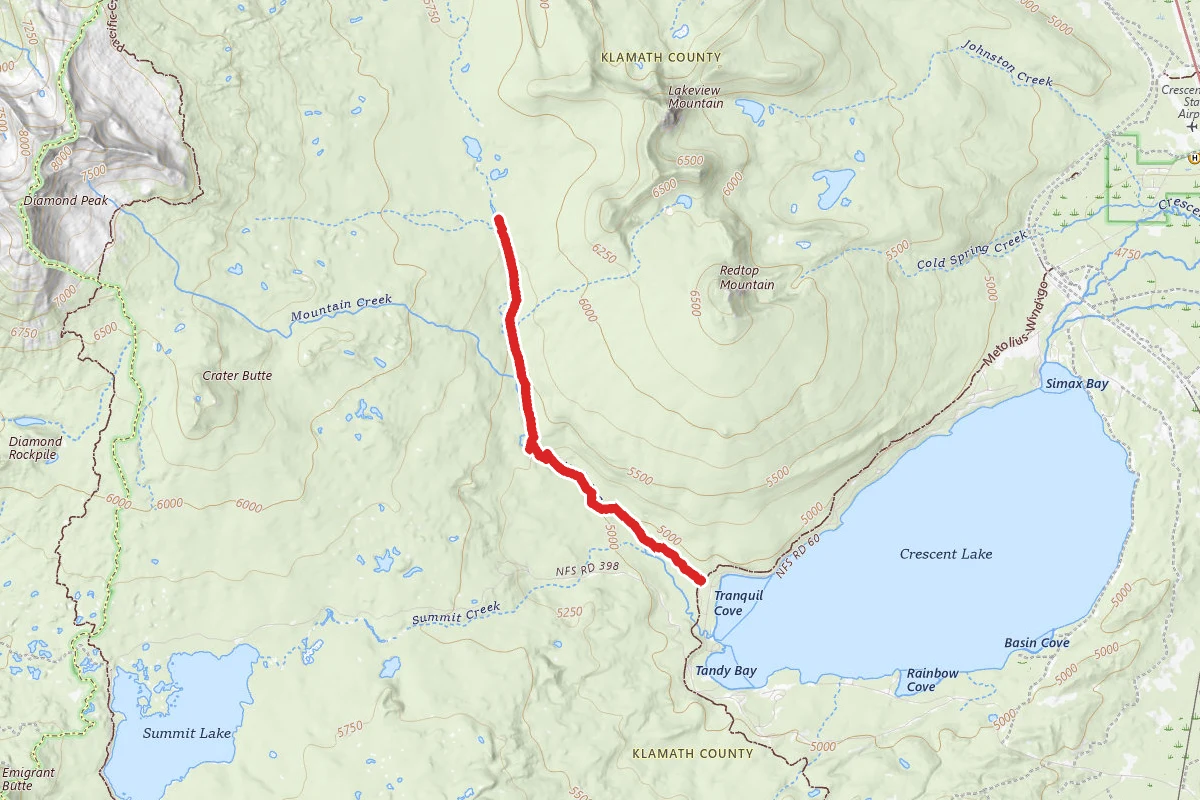 Whitefish Creek trail to Crater Butte Trail
