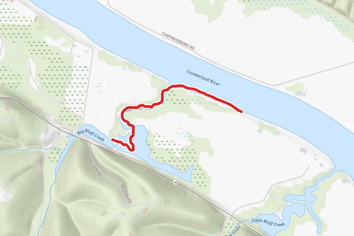Bluff Creek to Cumberland River Paddle Route