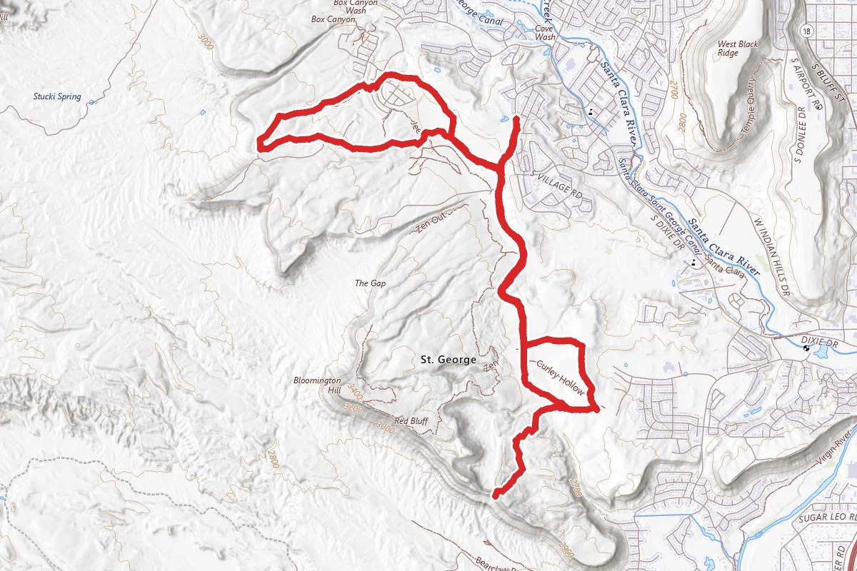 Green Valley Loop and Bloomington Bluff OHV Trail route map