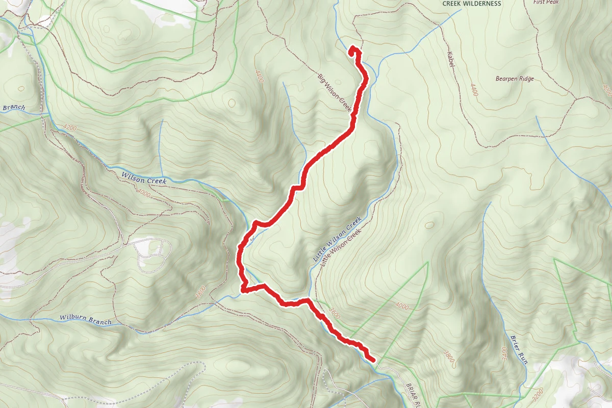 Big Wilson Creek Trail to Kabel Trail from Briar Run Lane