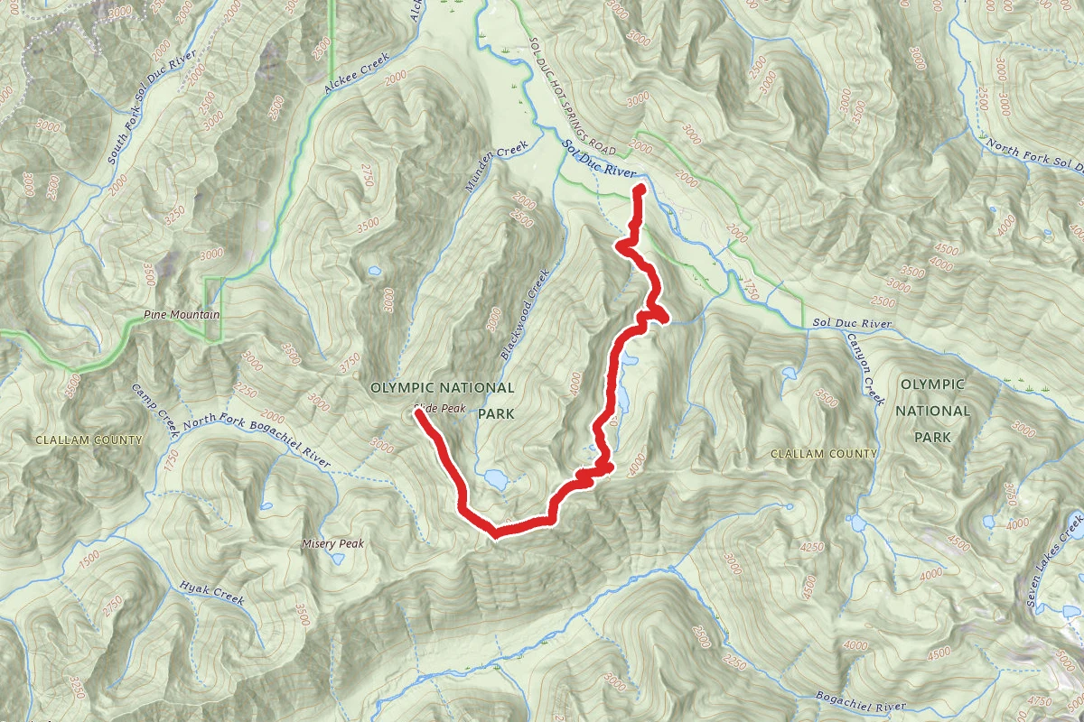 Mink Lake Trail to Bogachiel River and Slide Peak Route #2