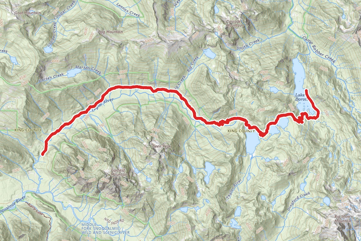 Snoqualmie, Deer Lake, Bear Lake and Dorothy Lake via Taylor River Trail