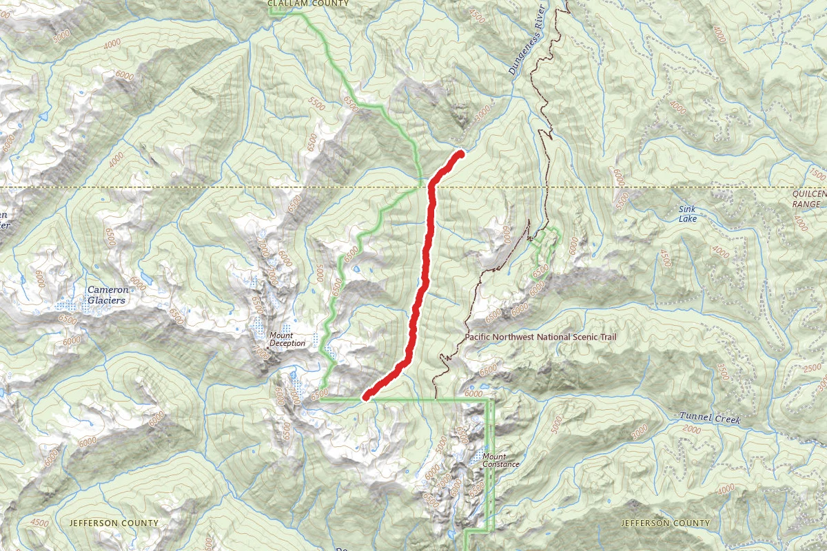Upper Dungeness Trail to Heather Creek Trail