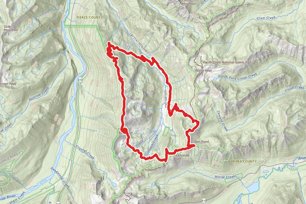 Northway, Crystal Mountain, PCT, and Bullion Basin Trail Loop