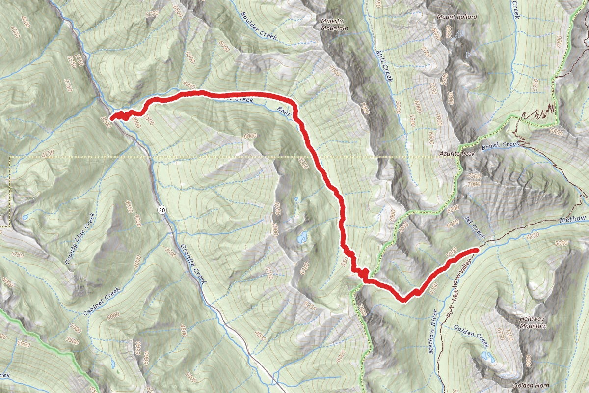East Creek Trail to Mabee Pass and Horse Heaven Camp