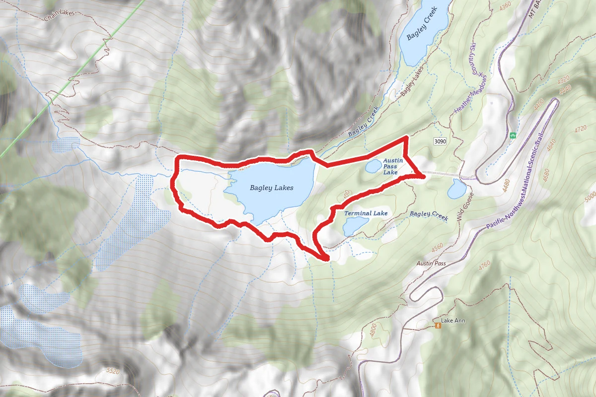 Upper Bagley Lake Trail via Chain Lakes and Fire and Ice Trails