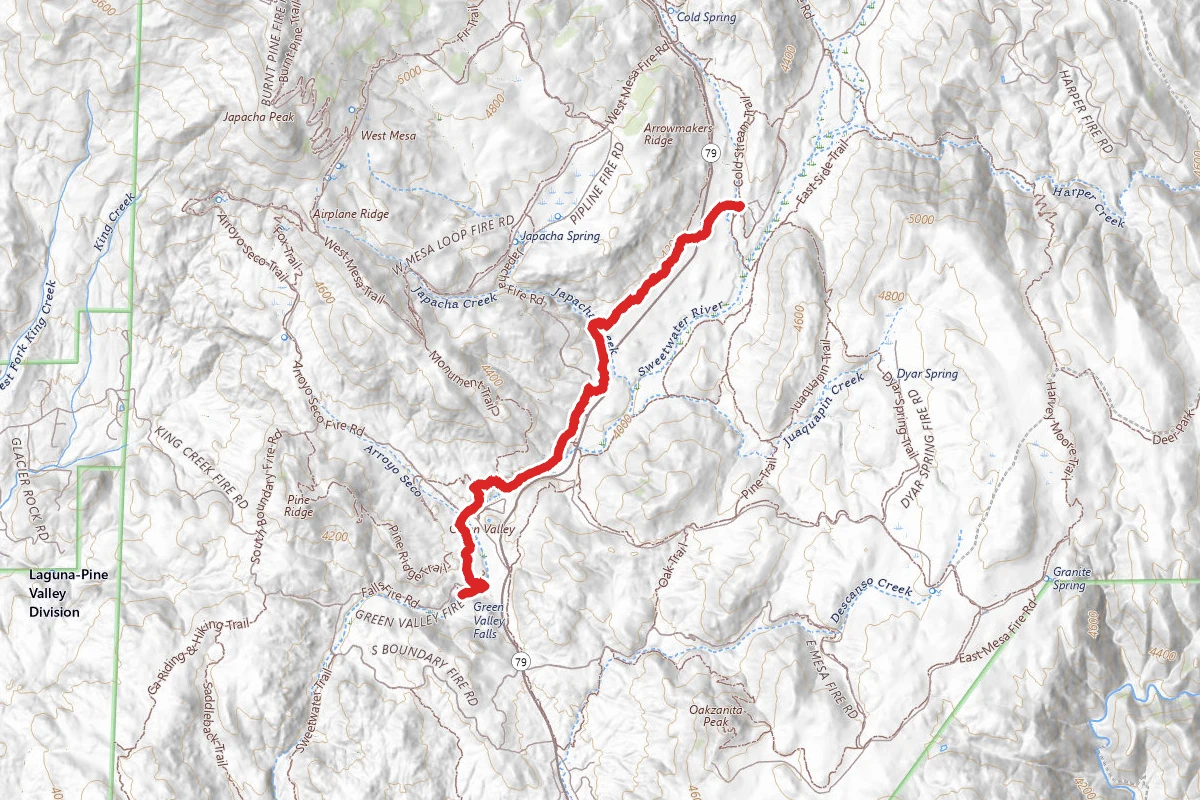 Westside Trail to Green Valley Falls