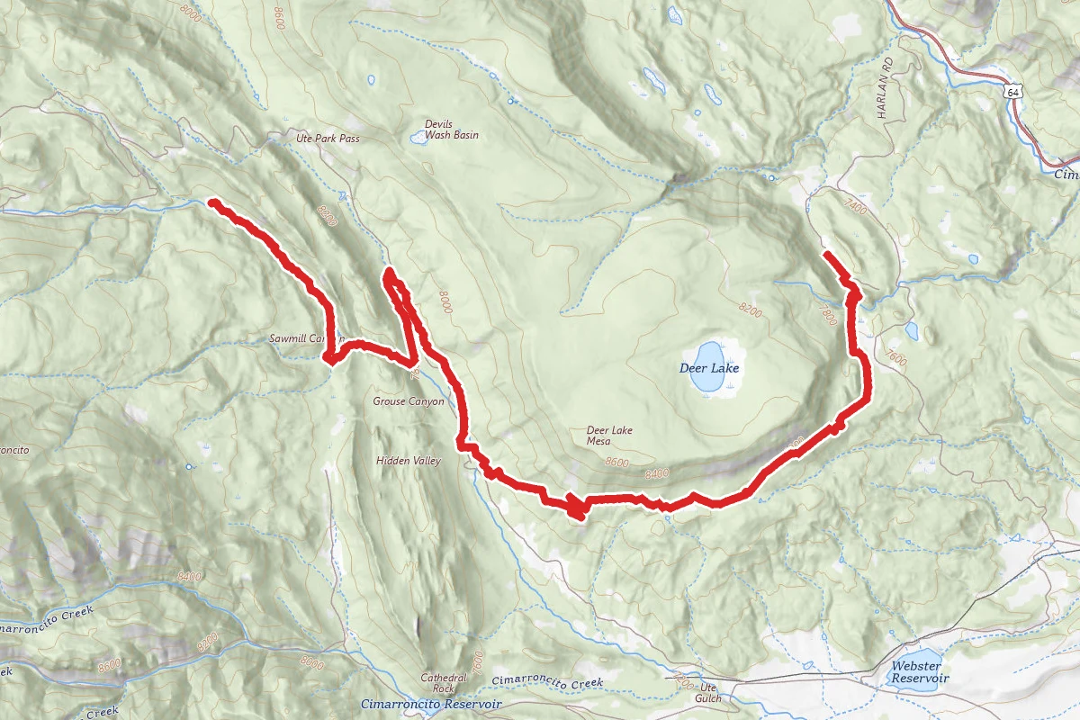 Harlan Staff Camp to Ute Gulch to Lower Sawmill Trail Camp
