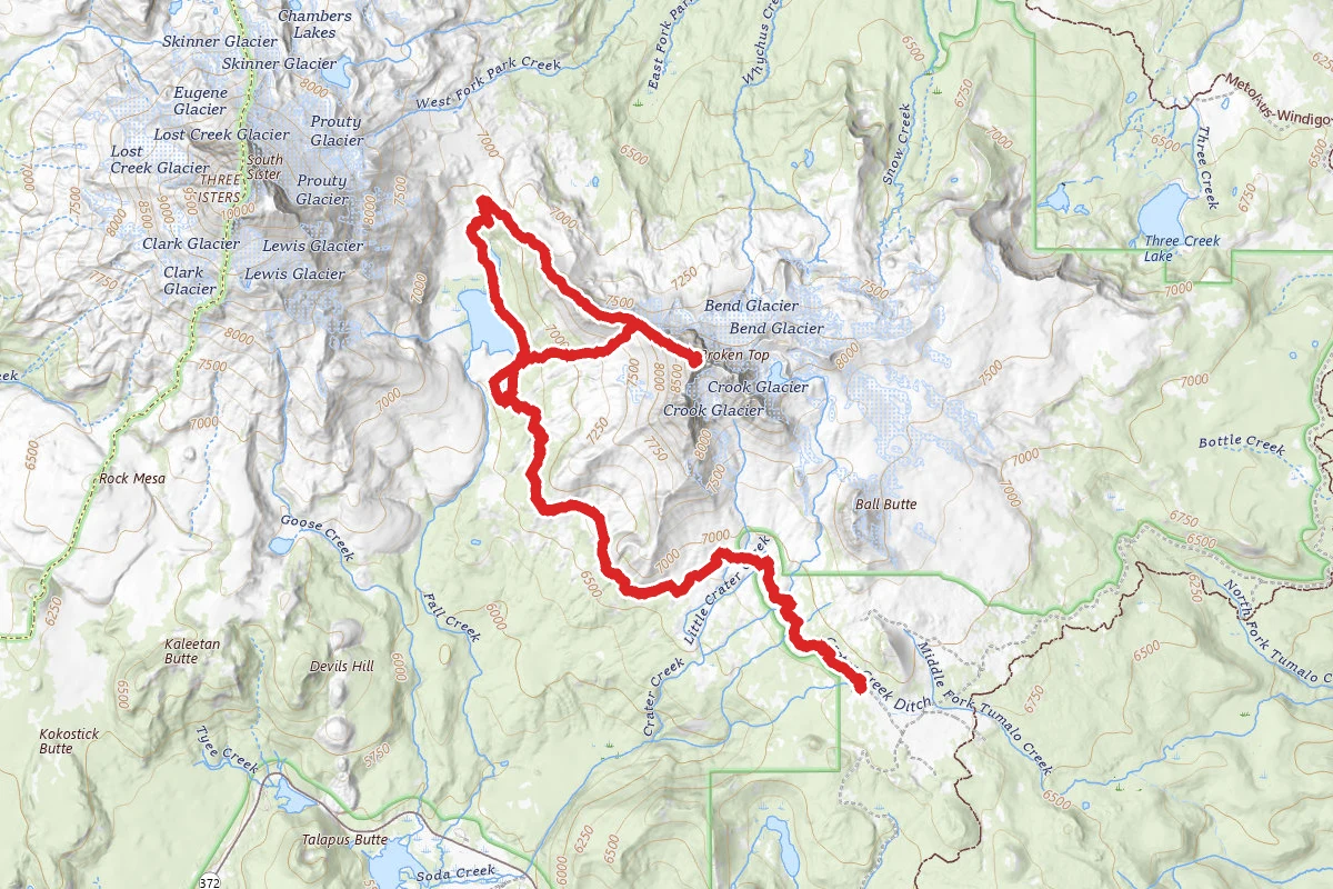 Cayuse Crater and Green Lakes via Broken Top Trail
