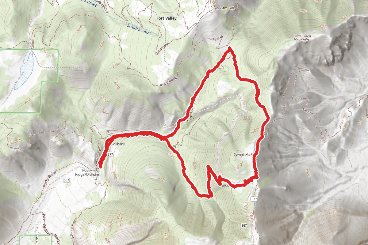 Brookbank to Upper Oldham to Sunset Trail Loop