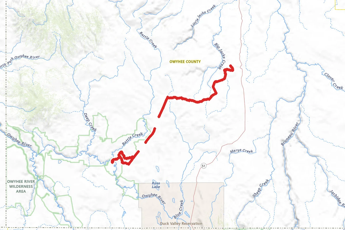 E.F. Owyhee River and Battle Creek Confluence OHV Trail