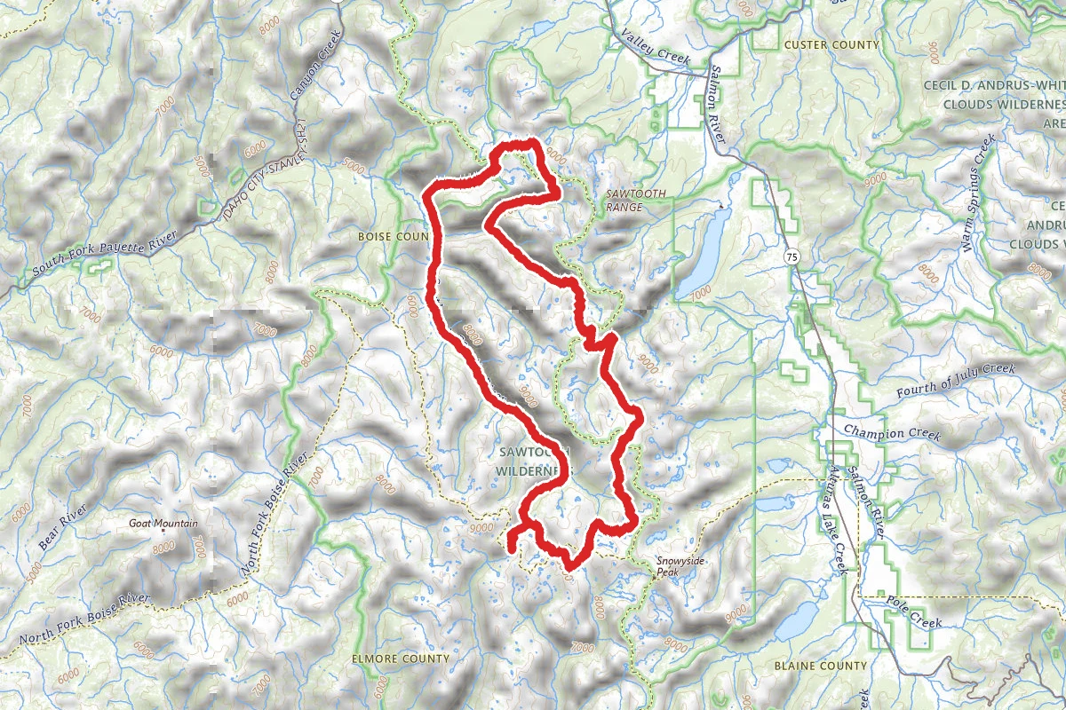 Sawtooth Wilderness Loop route map