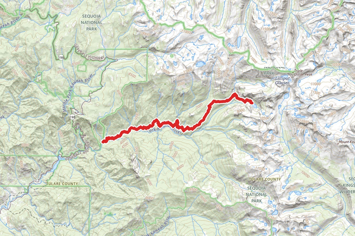 Middle Fork Kaweah to Hamilton Lake