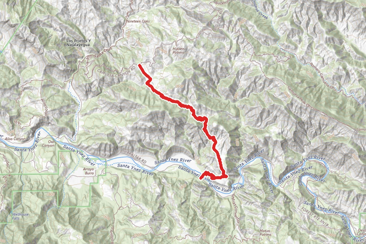 Camuesa Connector Trail from Santa Ynez River