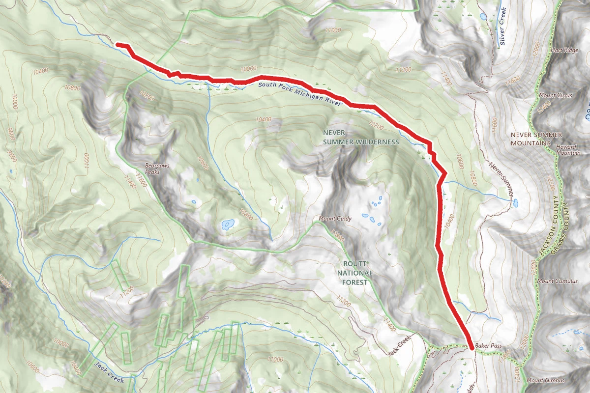 Michigan River Trail to Baker Pass