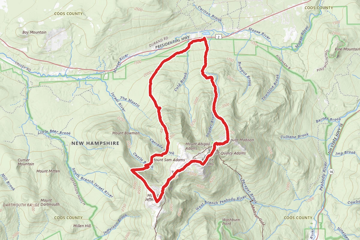 Madison, Adams and Jefferson Loop via Valley Way to The Link