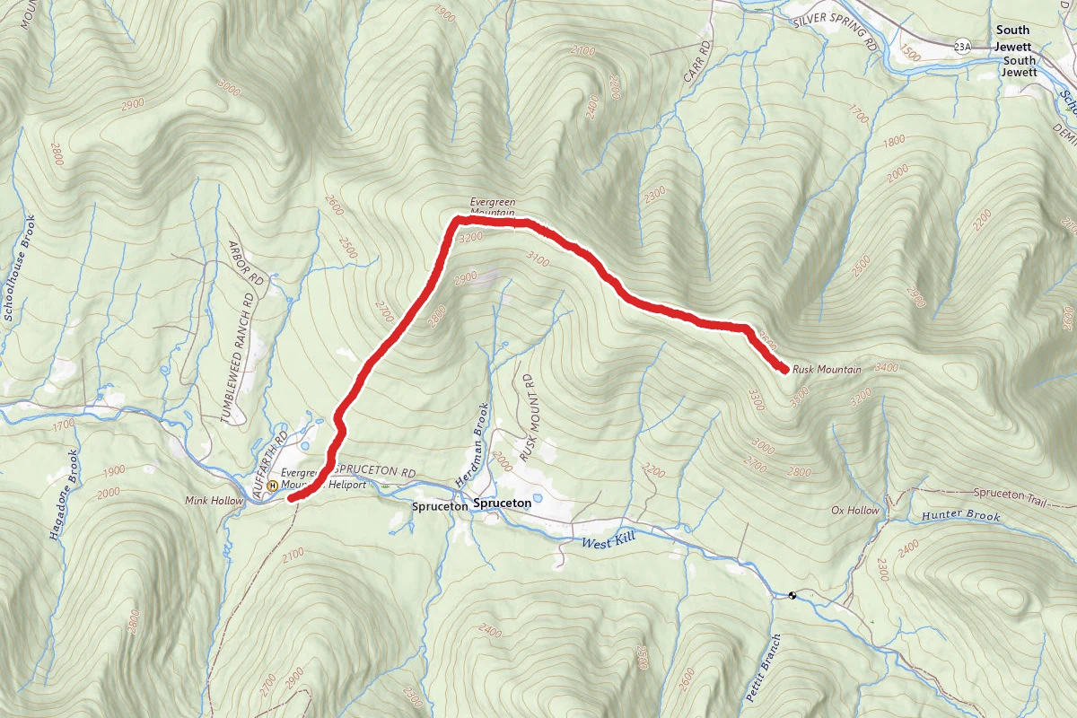 Rusk Mountain and Evergreen Mountain Bushwack via Devil's Path Trailhead