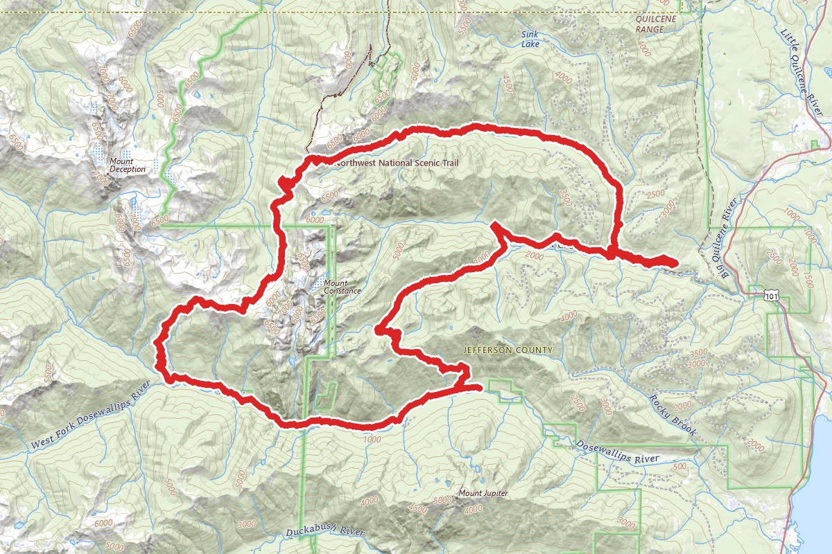 Constance Burn Loop via Tunnel Creek and Dosewallips Road Trail
