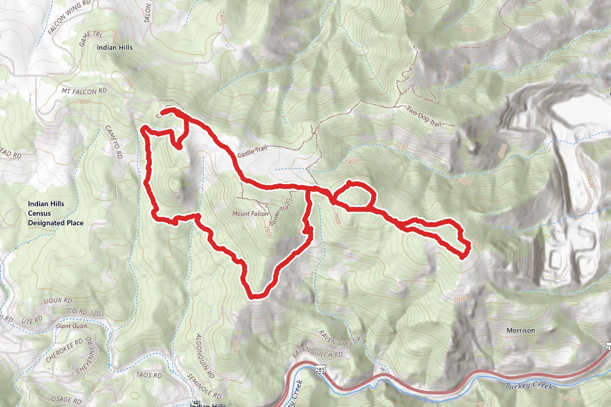 Parmalee Trail to Devil's Elbow Trail to Castle Trail