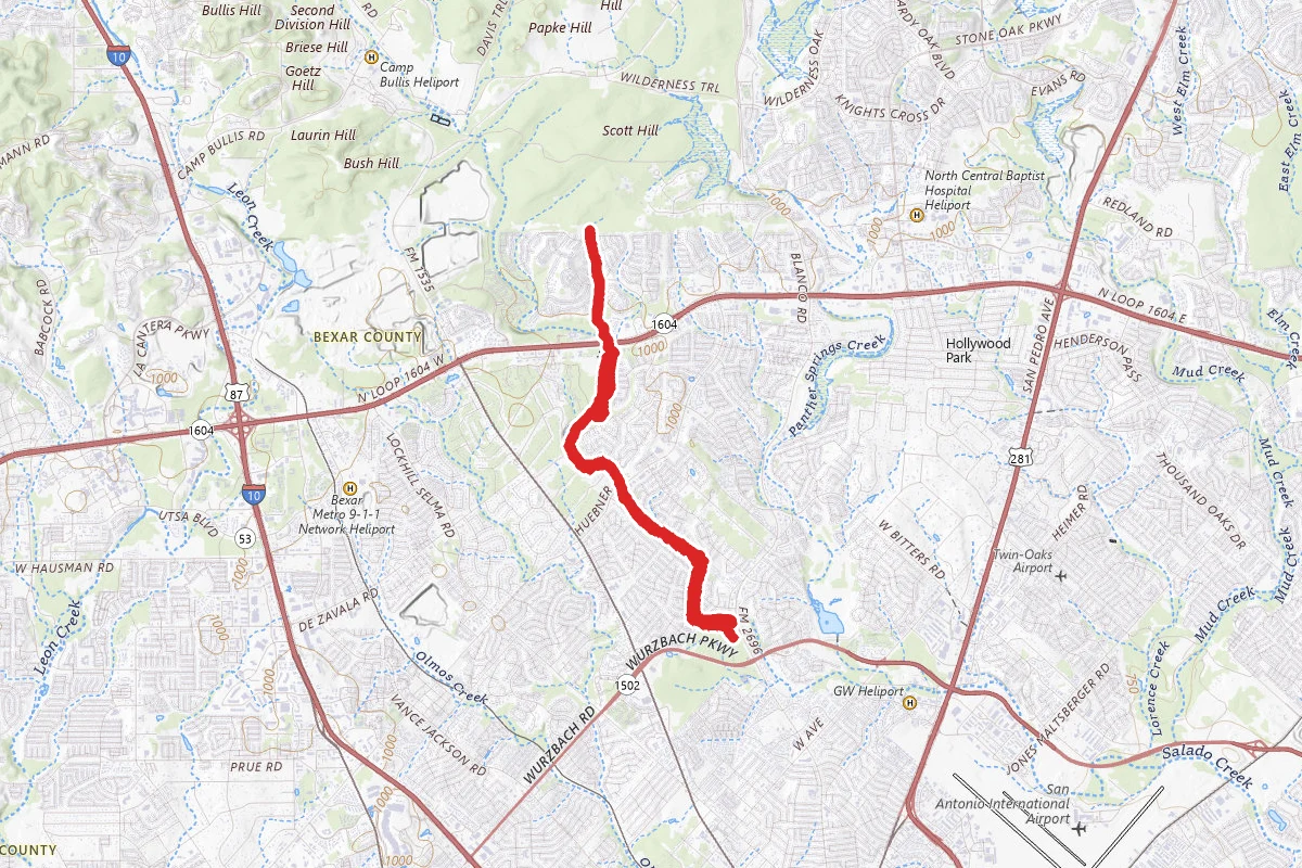 Salado Greenway Trail North from Hardberger Park