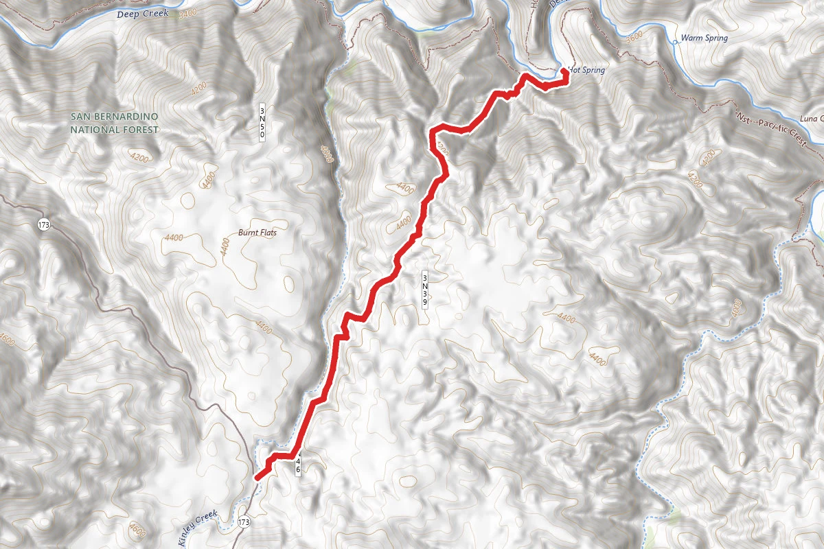 Deep Creek Hot Springs to Bradford Ridge Path