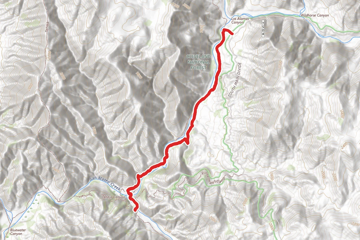 Fishermans Camp via Tenaja Falls Trailhead