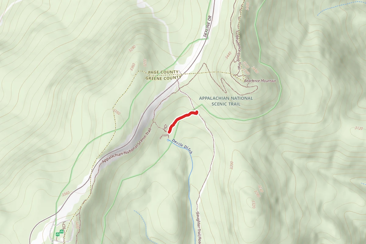 Bearfence Hut Road route map