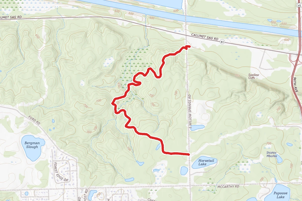 Sag Valley Yellow Trail from Teason's Woods
