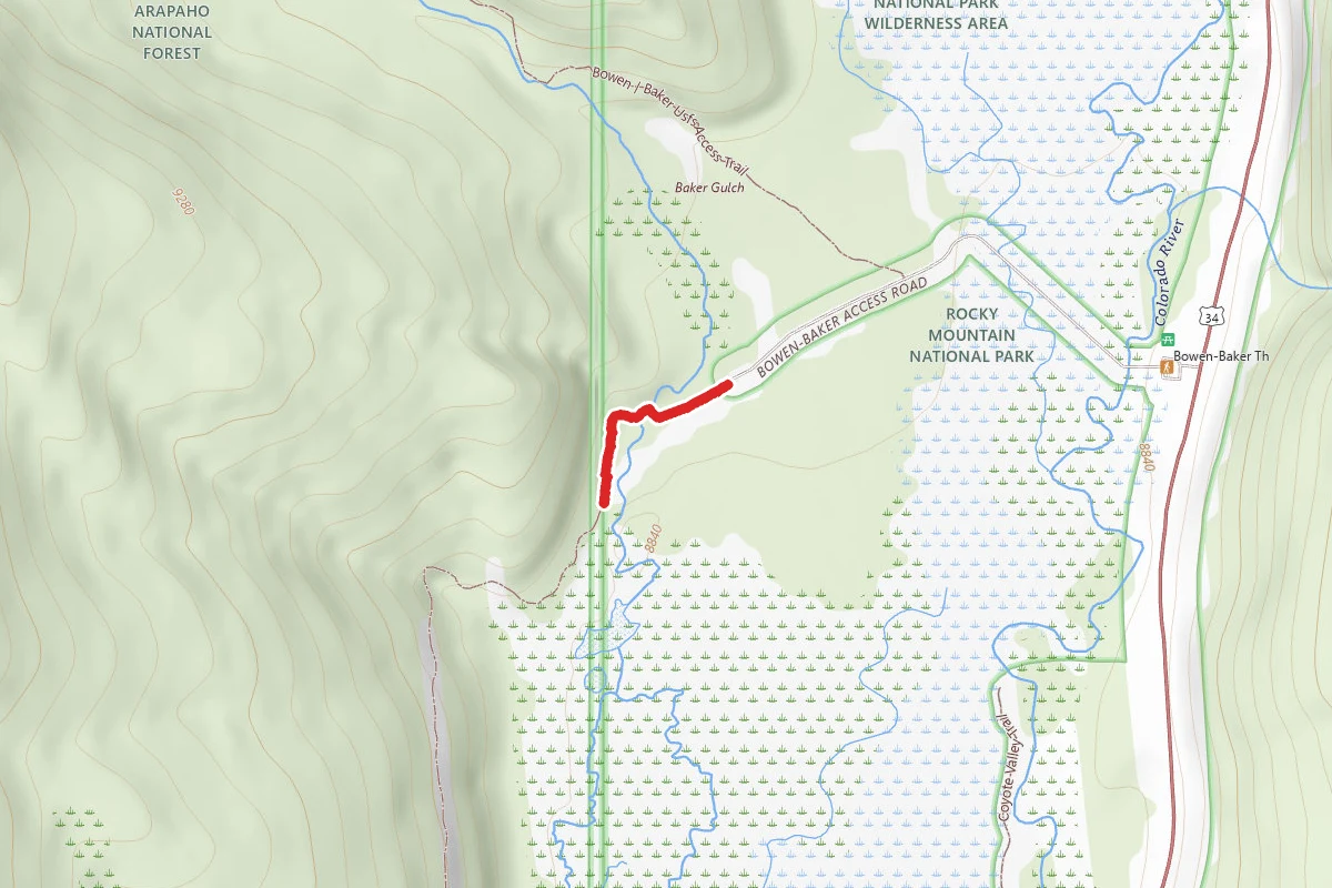 Bowen / Baker Usfs Access Trail route map