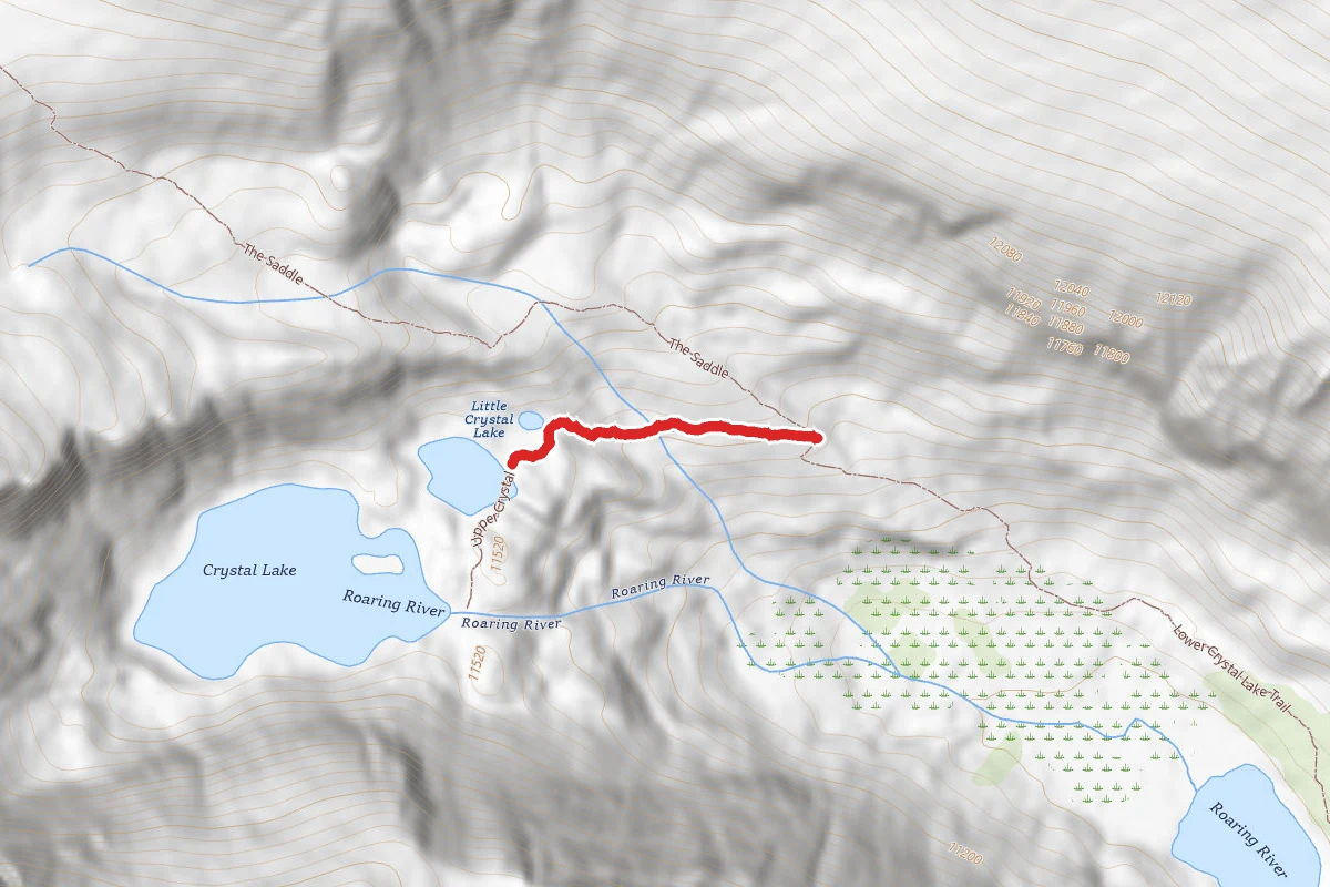 Upper Crystal Lake Trail route map
