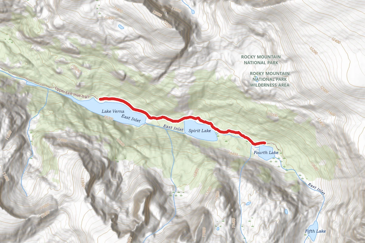 East Inlet Tr route map