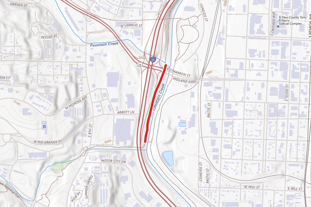 Pikes Peak Greenway Trail route map