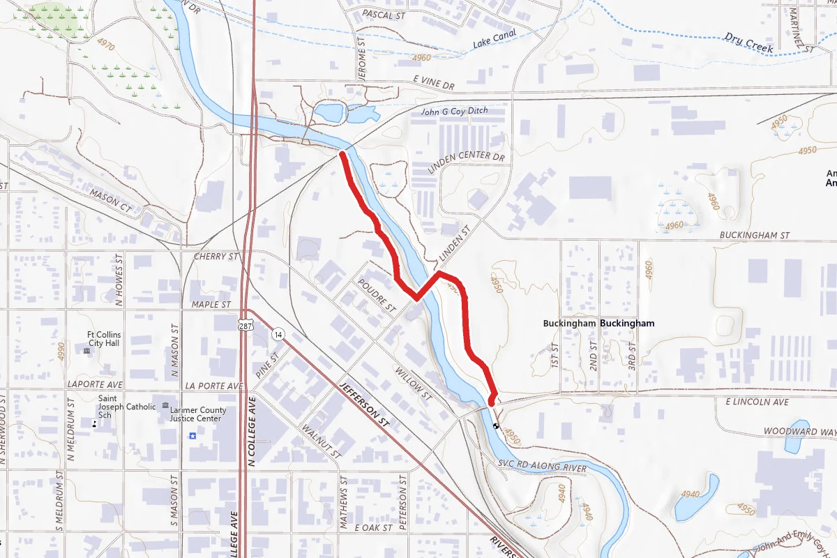East Poudre Trail route map