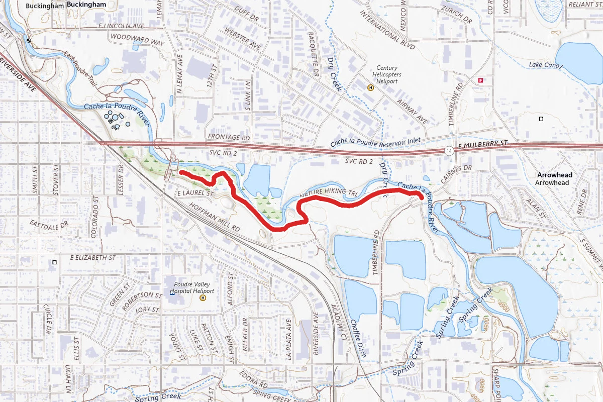 East Poudre Trail route map