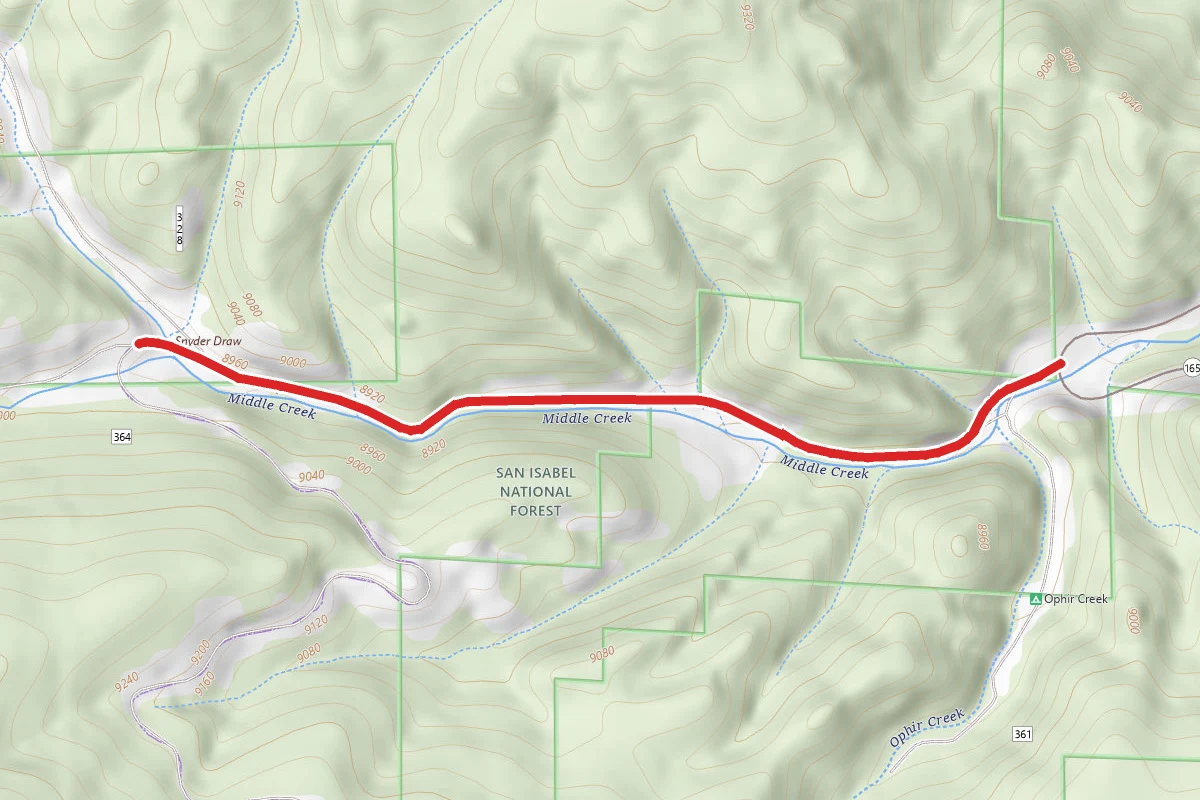 Ophir Creek Road route map