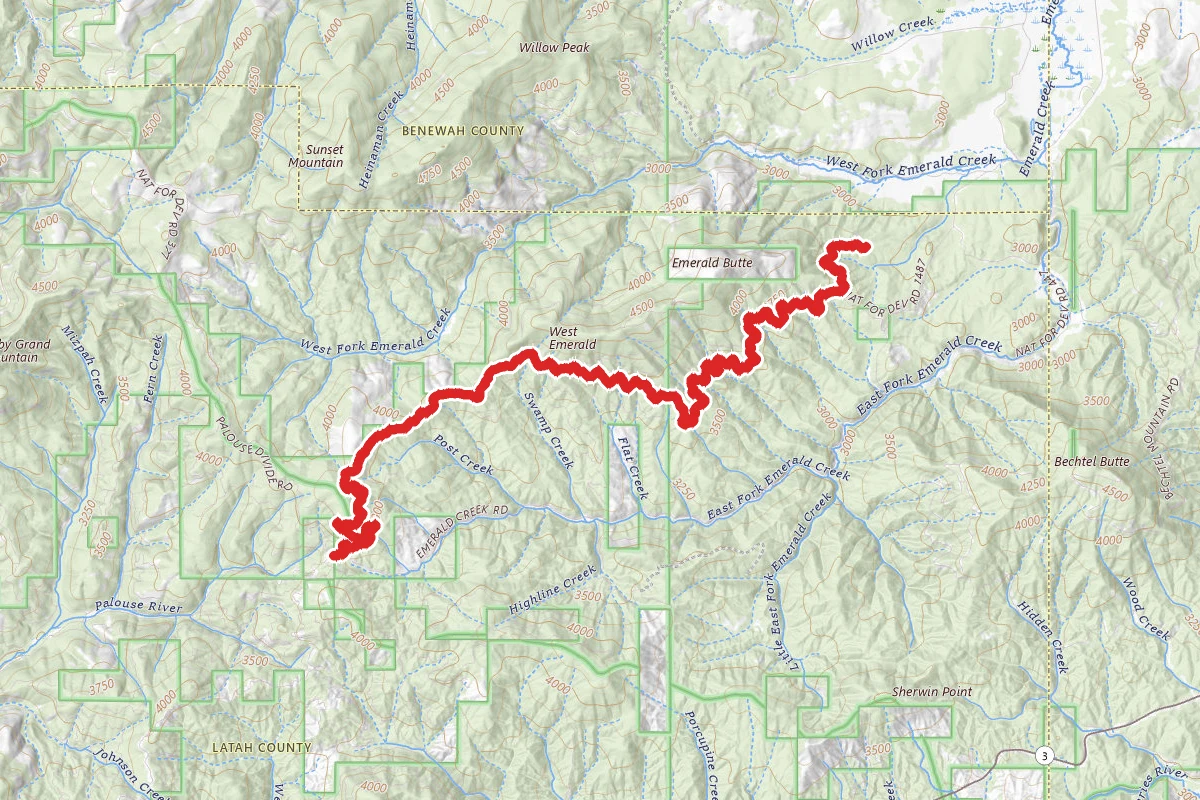 Emerald Creek Cutoff Ohv route map