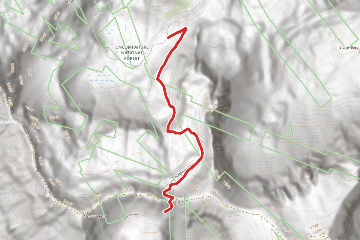 Virginius Mine Trail route map