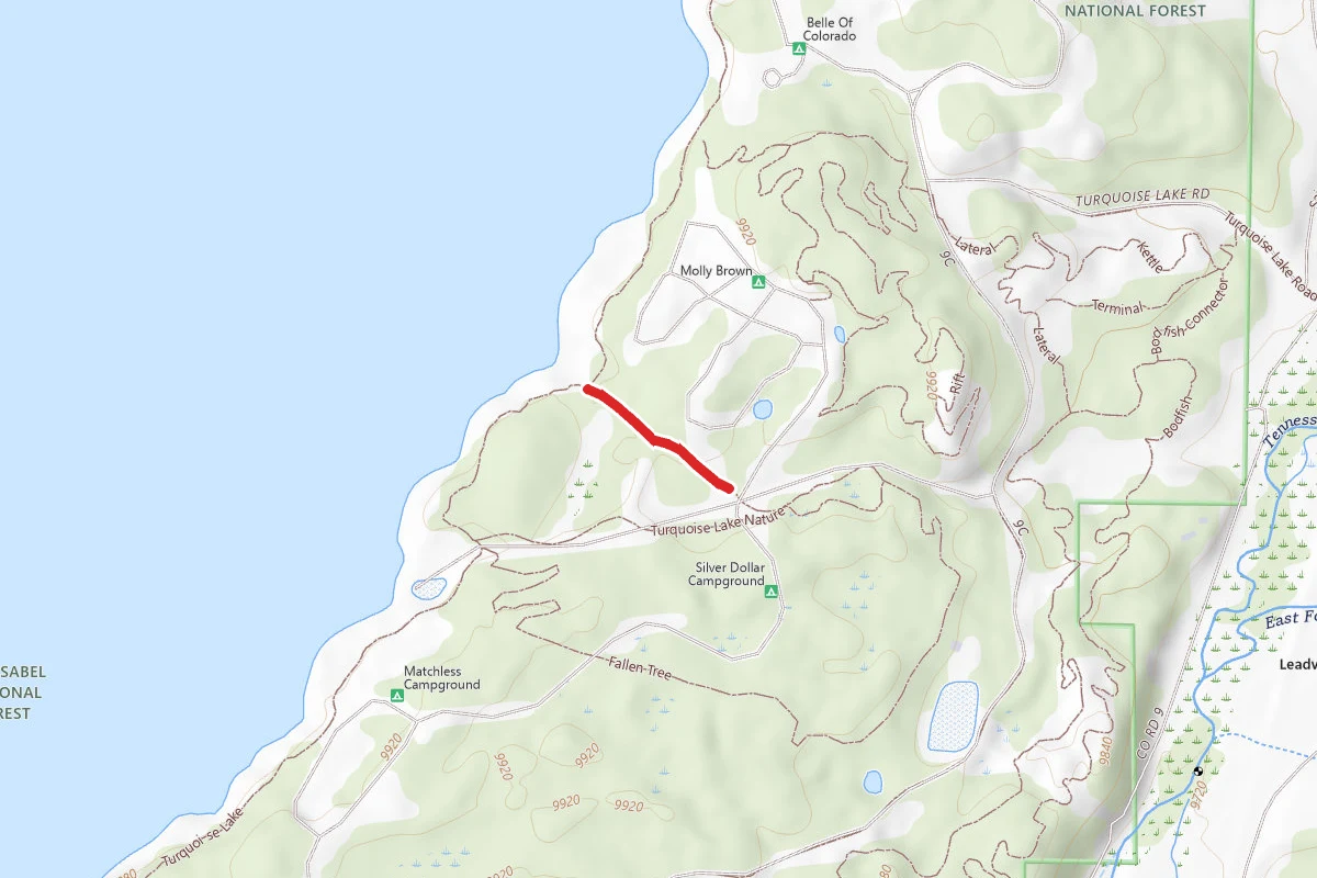 Turquoise Lake Nature Trail route map
